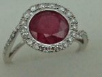 10 Karat White Gold Diamond Ring With Round  Ruby Stone-diamonds-Lotus Gold