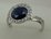 10 Karat White Gold Diamond Ring With Round  Sapphire Stone