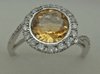 10 Karat White Gold Diamond Ring With Round Citrene Stone-diamonds-Lotus Gold