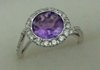 10 Karat White Gold Diamond Ring With Round Amethyst Stone-diamonds-Lotus Gold