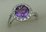 10 Karat White Gold Diamond Ring With Round Amethyst Stone