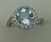 10 Karat White Gold Diamond Ring With Round Blue Topaz Stone-diamonds-Lotus Gold