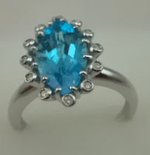 10 Karat White Gold Diamond Ring With Oval Blue Topaz Stone-diamonds-Lotus Gold
