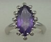 10 Karat White Gold Diamond Ring With Oval Amethyst Stone-diamonds-Lotus Gold