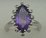 10 Karat White Gold Diamond Ring With Oval Amethyst Stone