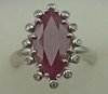 10 Karat White Gold Diamond Ring With Oval Ruby Stone-diamonds-Lotus Gold