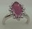 10 Karat White Gold Diamond Ring With Oval Ruby Stone