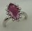 10 Karat White Gold Diamond Ring With Oval Ruby Stone