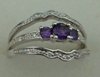 10 Karat White Gold 3 pcs Diamond Ring With Amethyst Stone-diamonds-Lotus Gold