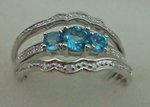 10 Karat White Gold 3 pcs Diamond Ring With Blue Topaz Stone-diamonds-Lotus Gold