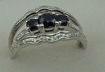 10 Karat White Gold 3 pcs Diamond Ring With Blue Sapphire Stone-diamonds-Lotus Gold