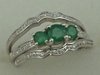 10 Karat White Gold 3 pcs Diamond Ring With Emerald Stone-diamonds-Lotus Gold