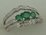 10 Karat White Gold 3 pcs Diamond Ring With Emerald Stone