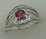 10 Karat White Gold 3Pcs Diamond Ring With Round Tourmaline Stone