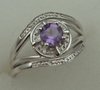 10 Karat White Gold 3Pcs Diamond Ring With Round Amethyst Stone-diamonds-Lotus Gold