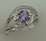 10 Karat White Gold 3Pcs Diamond Ring With Round Amethyst Stone