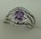 10 Karat White Gold 3Pcs Diamond Ring With Round Amethyst Stone
