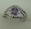 10 Karat White Gold 3Pcs Diamond Ring With Round Amethyst Stone