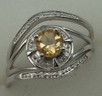 10 Karat White Gold 3Pcs Diamond Ring With Round Citrene Stone-diamonds-Lotus Gold