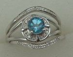 10 Karat White Gold 3Pcs Diamond Ring With Round Blue Topaz  Stone-diamonds-Lotus Gold