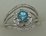 10 Karat White Gold 3Pcs Diamond Ring With Round Blue Topaz  Stone