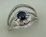 10 Karat White Gold 3Pcs Diamond Ring With Round Blue Sapphire Stone
