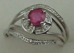 10 Karat White Gold 3Pcs Diamond Ring With Round Ruby Stone-diamonds-Lotus Gold