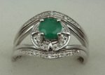 10 Karat White Gold 3Pcs Diamond Ring With Round Emerald Stone-diamonds-Lotus Gold