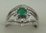 10 Karat White Gold 3Pcs Diamond Ring With Round Emerald Stone