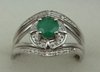 10 Karat White Gold 3Pcs Diamond Ring With Round Emerald Stone-diamonds-Lotus Gold