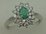 10 Karat White Gold Diamond Ring With Flower Shaped Emerald Stone 