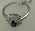 10 Karat White Gold Diamond Ring With Flower Shaped Blue Sapphire Stone-diamonds-Lotus Gold