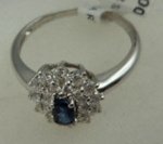 10 Karat White Gold Diamond Ring With Flower Shaped Blue Sapphire Stone-diamonds-Lotus Gold