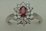 10 Karat White Gold Diamond Ring With Flower Shaped Ruby Stone