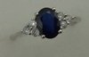 10 Karat White Gold 4 Claws Diamond Ring With Sapphire Stone-diamonds-Lotus Gold