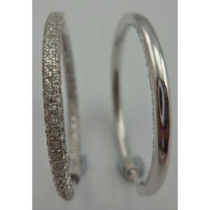 10 Karat White Gold Reversable Hoop Earring with 0.75 Carat Diamonds