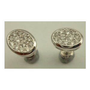 10 Karat White Gold  Oval Shaped Cluster Studs with 0.50 Carat Diamonds  