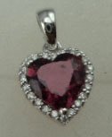 10 Karat White Gold Diamond Pendant with Heart Shaped Tourmaline Stone-diamonds-Lotus Gold