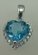 10 Karat White Gold Diamond Pendant with Heart Shaped Blue Topaz Stone