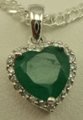 10 Karat White Gold Diamond Pendant with Heart Shaped Emerald stone-diamonds-Lotus Gold