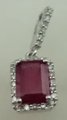 10 Karat White Gold Diamond Pendant with Rectangle Shaped Tourmaline Stone -diamonds-Lotus Gold