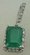 10 Karat White Gold Diamond Pendant with Rectangle Shaped Emerald Stone