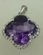 10 Karat White Gold Diamond Pendant with Flower Shaped Amethyst Stone