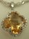 10 Karat White Gold Diamond Pendant with Flower Shaped Citrine Stone