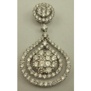 18 Karat White Gold Double Drop Pendant with 2.47 Carat Diamond   