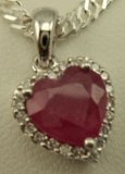 10 Karat White Gold Diamond Pendant with Heart Shaped Ruby stone-diamonds-Lotus Gold