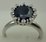 10 Karat White Gold Diamond Ring With Blue Sapphire Stone