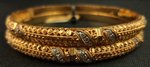 22 Karat Filigree and CZ Bangle-bangles-Lotus Gold