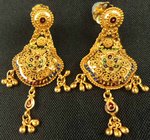 22 Karat Meenakari Filigree Hanging Earring-earrings-Lotus Gold