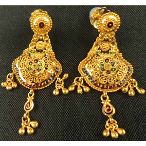 22 Karat Meenakari Filigree Hanging Earring